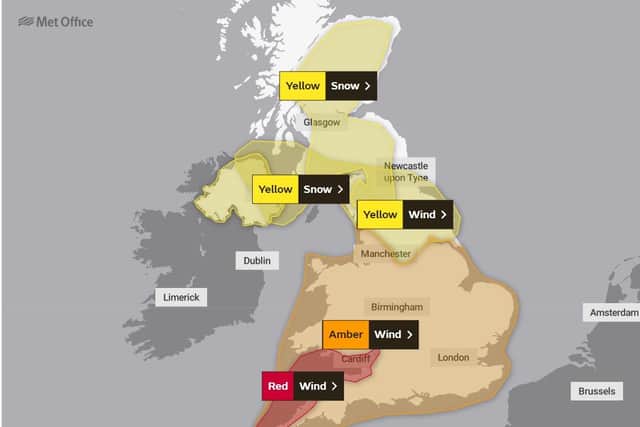 The Met Office has issued severe weather warnings to large parts of the  country, with high speed winds now posing a threat to life and likely damage to buildings.