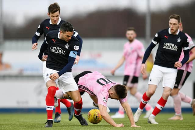 Paul Dixon 3, Gary Miller 16 and Jack Leitch 10 compete in the Bairns' last match on March 7. Picture: Michael Gillen.