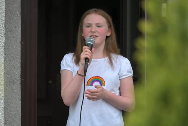 Lily McGuire's weekly outdoor performances have generated more than £1100 for Strathcarron Hospice. Picture: Michael Gillen.