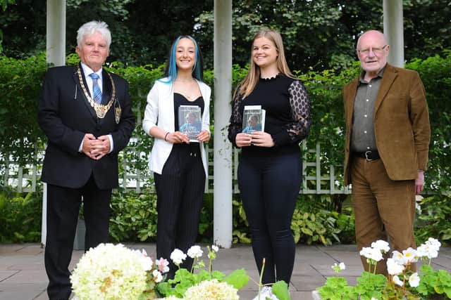 Provost William Buchanan, Hope Murphy, Katie Craig and Dennis Canavan. Hope and Katie each received a special commendation award of £200.