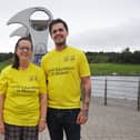 Falkirk resident Mariot Dallas and her son, Tom, are taking on The Kiltwalk's Mighty Stride event on September 26 in aid of the Mamie Martin Fund originally set up by her mum in memory of her grandmother in 1993. Picture: Michael Gillen.