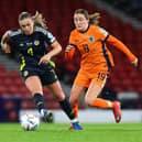 Falkirk-born Leah Eddie in action for Scotland against The Netherlands (Photo: Ian MacNicol/Getty Images)