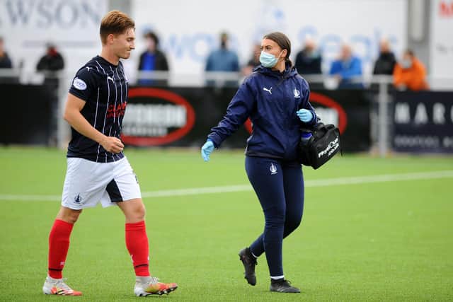 Cameron Williamson made his Falkirk debut in the starting line-up but was subbed off injured in the second half