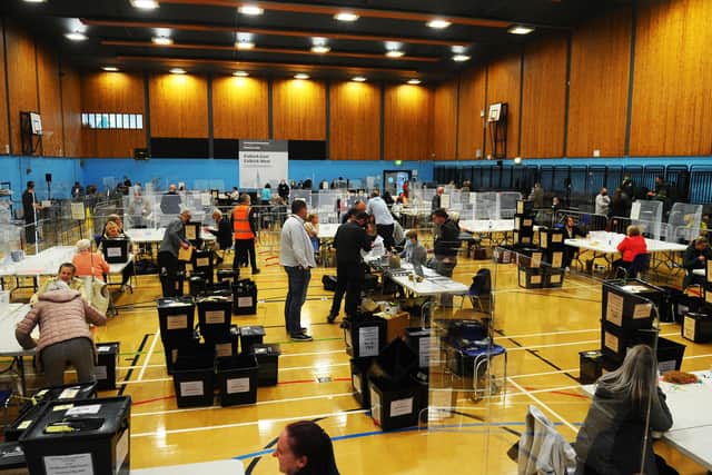 The scene at the Falkirk count (Picture Michael Gillen)