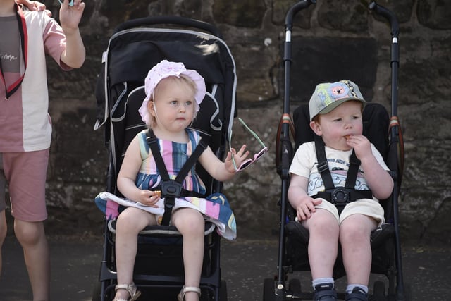 Youngsters watching the procession on Saturday.