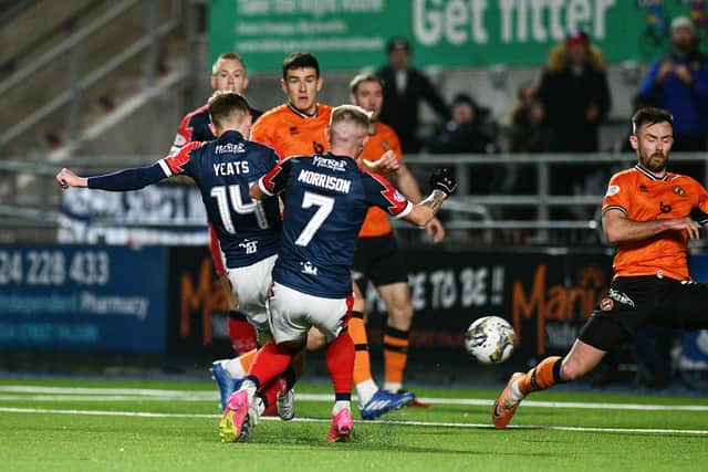 Finn Yeats grabbed a goal for Falkirk against Dundee United (Photo: Michael Gillen)