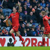 Falkirk's Aaron Muirhead celebrates scoring during March 2018's Scottish Cup quarter-final match against Rangers. (Photo: Mark Runnacles/Getty Images)