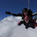 Aimee Thompson skydive to raise funds for Carrondale Care Home residents' comfort fund. Pic: Contributed