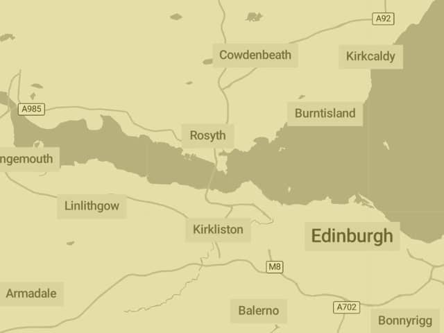 The weather warnings for wintry conditions cover most of central and southern Scotland, including Falkirk district.  (Pic: Met Office)