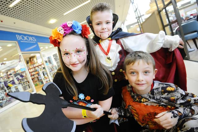 We take a look back in the Falkirk Herald archives for Hallowe'en pictures from the past, including these youngsters dressed up at The Howgate in 2019 for an event in aid of Strathcarron Hospice. From left, Evei McAviney, Cameron Nightingale and Seth McAviney. Pic by Alan Murray.