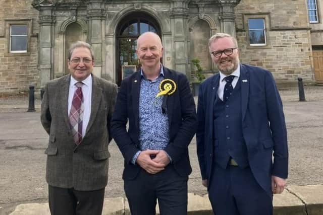 Councillor Paul Garner is endorsed by MPs John McNally and Martyn Day to be the next SNP candidate to fight the Falkirk UK Parliament seat. Pic: Contributed