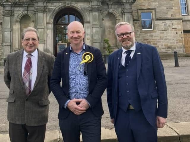 Councillor Paul Garner is endorsed by MPs John McNally and Martyn Day to be the next SNP candidate to fight the Falkirk UK Parliament seat. Pic: Contributed