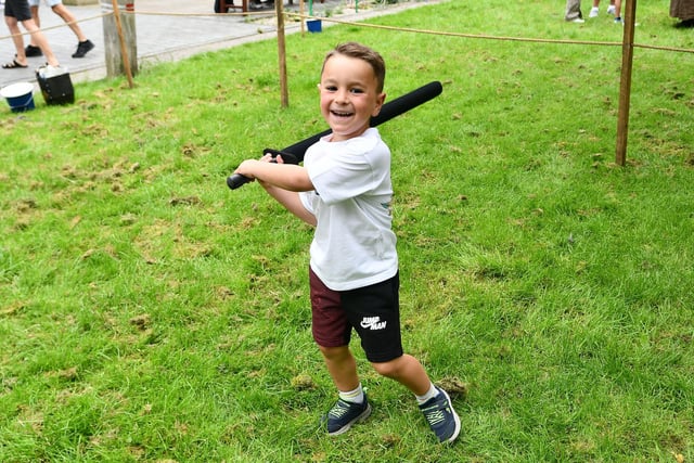 Josh Stoddart, 5, from Falkirk enjoyed battling a knight.