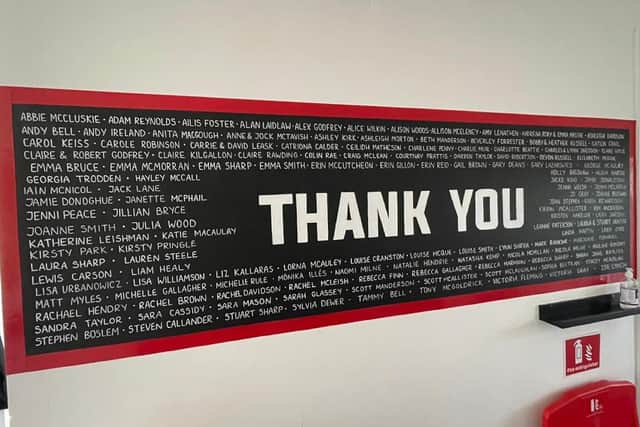 The Engine Room in Falkirk unveiled a mural dedicated to all the members and those who have helped the gym out amid the coronavirus pandemic. Picture: Mark Rankine.