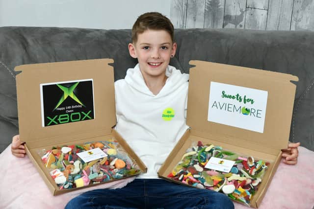 Budding entrepreneur Aaron Clark who has set up his own sweetie box business - The Kandy Kid. Pic: Michael Gillen