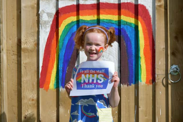 Six-year-old Lois Friel gives her thanks to the NHS heroes