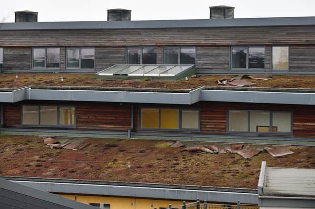 Damage has been caused to Maddiston Primary's roof on January 24. Pic: Michael Gillen