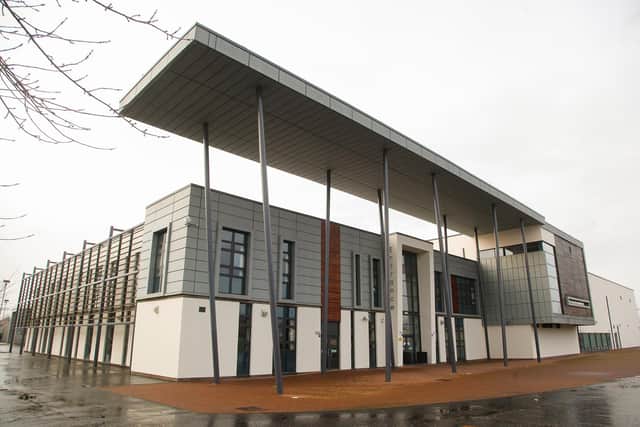 The intruder entered Grangemouth High School at lunchtime on Tuesday