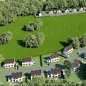 A combination of photographic and overlayed computer-generated imagery has been used to show how the new Craigiehall Meadows development will look.