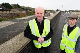 Councillor Paul Garner with road and bridge design engineerJames McLean on the B805