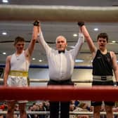 13-year old Robbie Shanks won his first exhibition against Cayden Izzat to start the night  (Pictures: Falkirk Phoenix Boxing Club)