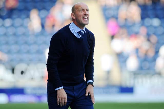 Paul Sheerin gives instructions during 1-0 defeat to Queen's Park (Pic by Michael Gillen)