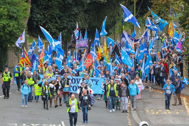 Hundreds took part in Saturday's independence march through Falkirk.