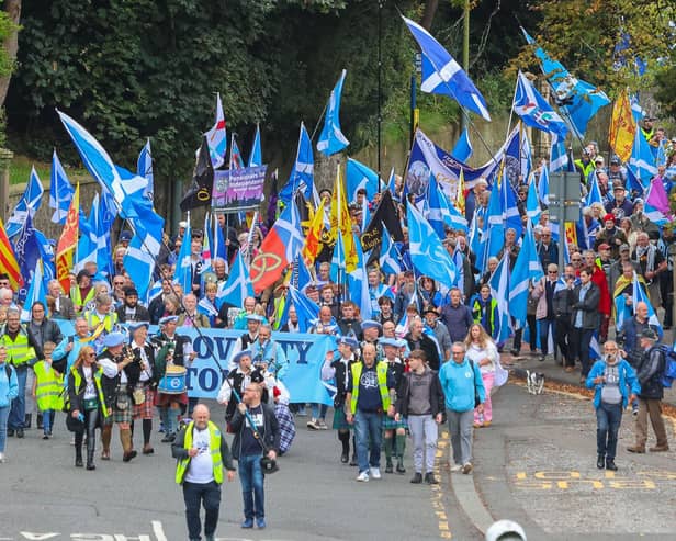 Hundreds took part in Saturday's independence march through Falkirk.