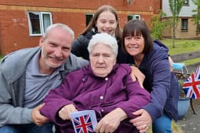 Olympic themed fun at New Carron Court Care Home- Cathy Walker with her family