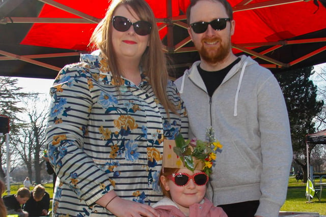 Sarah and David Finn,from Grangemouth, with daughter Elodie (5) with her cool Nature Crown.