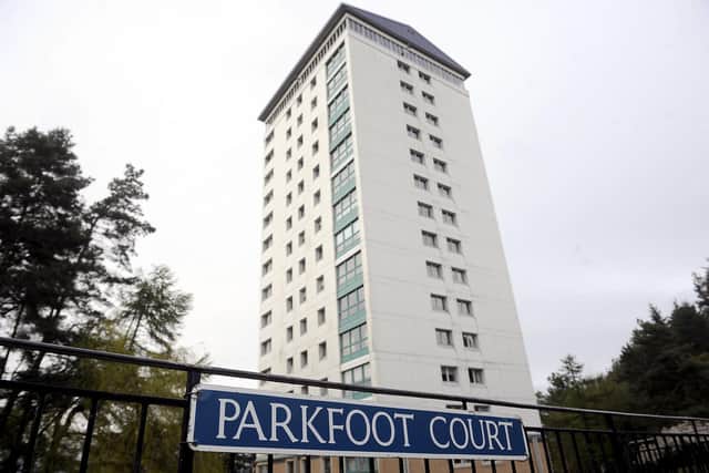 A resident of Parkfoot Court in Falkirk claims the area's high-rises could be used as coronavirus vaccination hubs for the elderly. Picture: Michael Gillen.
