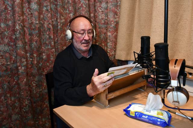 Jim Cairns, Forth Valley Talking Newspaper Association treasurer, in one of the service's recording studios. Picture: Michael Gillen.