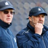 Falkirk assistant manager Paul Smith watches on alongside boss John McGlynn (Photo: Michael Gillen)