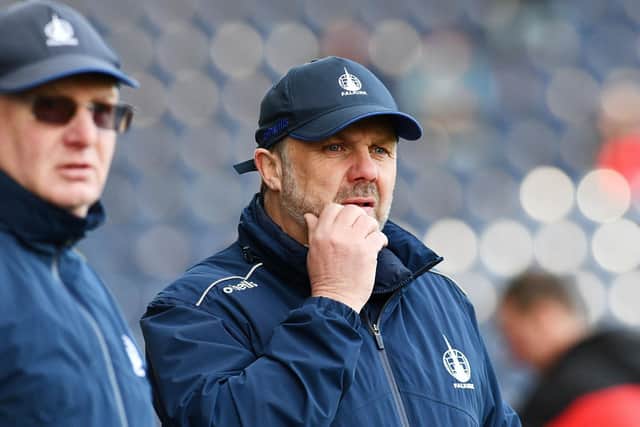 Falkirk assistant manager Paul Smith watches on alongside boss John McGlynn (Photo: Michael Gillen)