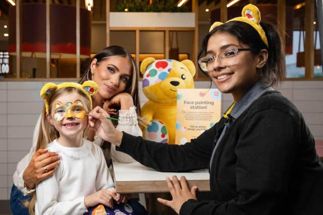 Amy Childs visits McDonald’s with her daughter Polly to have their faces painted with Halloween design. Pic: Contributed