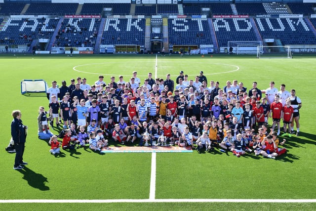 Over 100 youngsters got the chance to play on the Falkirk Stadium pitch with their heroes on Monday