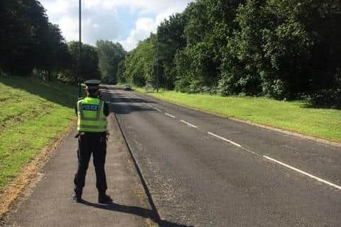 Police officers carried out speed checks in Bo'ness earlier today