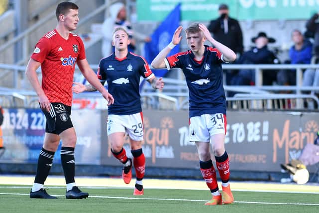 Harrison Howe made his debut for Falkirk - and nearly grabbed a goal (Pictures by Michael Gillen)