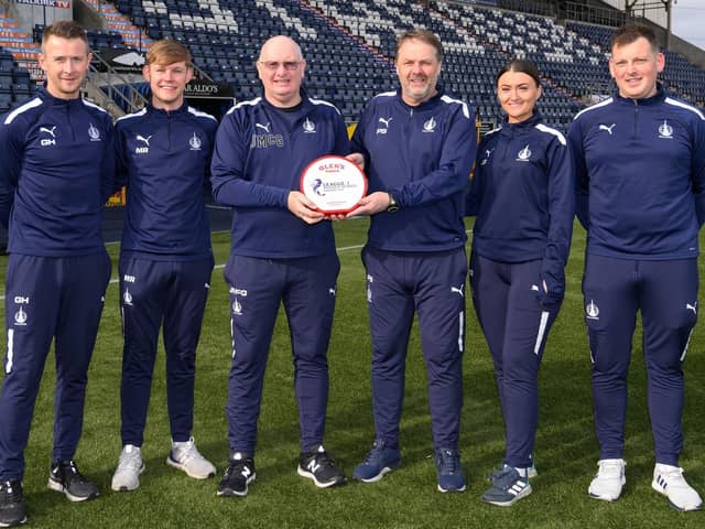 Falkirk FC manager, John McGlynn, presented with the Glen’s League One Manager of the Month award for February 2023