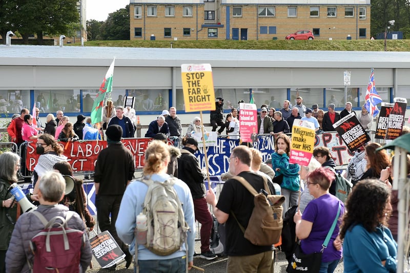 Protest In Falkirk Protesters meet outside Falkirk asylum seeker hotel for a fourth time