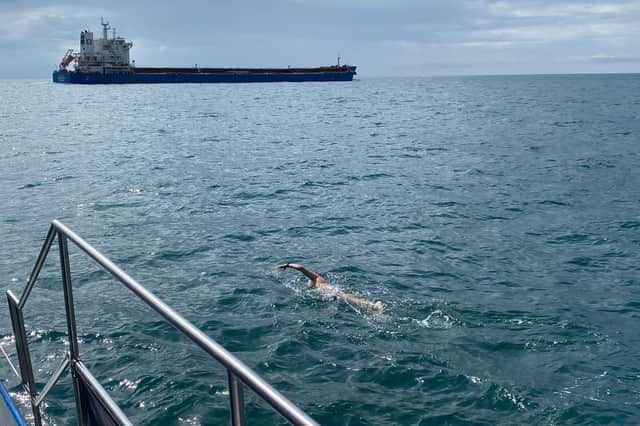 Hugh Sellars from Linlithgow on his England to France English Channel charity swim.