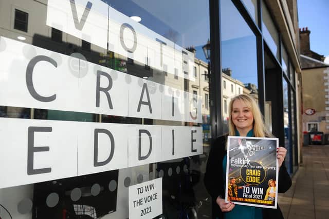 Craig Eddie's mum Tracey Eddie is calling on Falkirk district to get behind the local singer in the final of The Voice This Saturday. Picture: Michael Gillen.