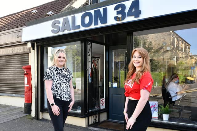Kim Boath, manager of Salon 34 in Falkirk, and apprentice Shannyn Pepper. Picture: Michael Gillen.