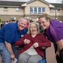 Caledonian Court Care Home 40th anniversary fun day, left to right resident Betty Moscardini with home manager Lorraine Running, left,  and carer Gemma Gibson.