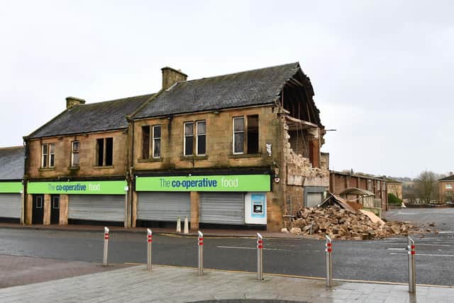 Denny Co-op in Stirling Street was badly damaged during Storm Eowyn. Pic: Michael Gillen