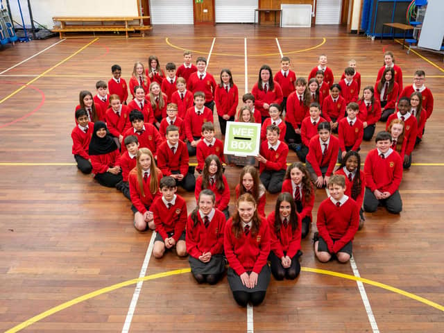 St Francis Xavier's Primary School help launch the SCIAF Wee Box, Big Change campaign. Pic: Contributed