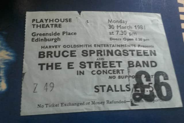 Bruce Springsteen - ticket stub from his 1981 River tour gigs at the Playhouse Theatre, Edinburgh