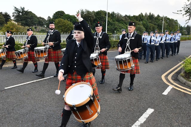 The air cadets follow behind Denny & Dunipace Pipe Band.
