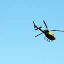 A helicopter seen flying around Falkirk for the last few days is a Network Rail survey helicopter. Picture: Michael Gillen.