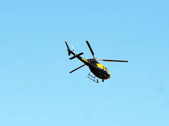 A helicopter seen flying around Falkirk for the last few days is a Network Rail survey helicopter. Picture: Michael Gillen.